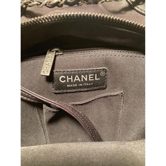 CHANEL Black Leather Drawstring Backpack - Picture 8 of 9